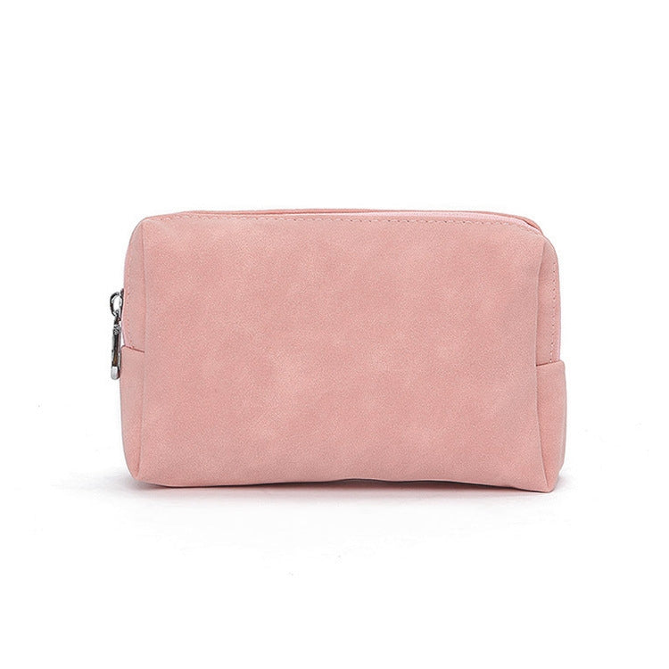 2 PCS Portable Digital Accessory Leather Bag Single Layer Storage Bag, Colour: Frosted (Pink)