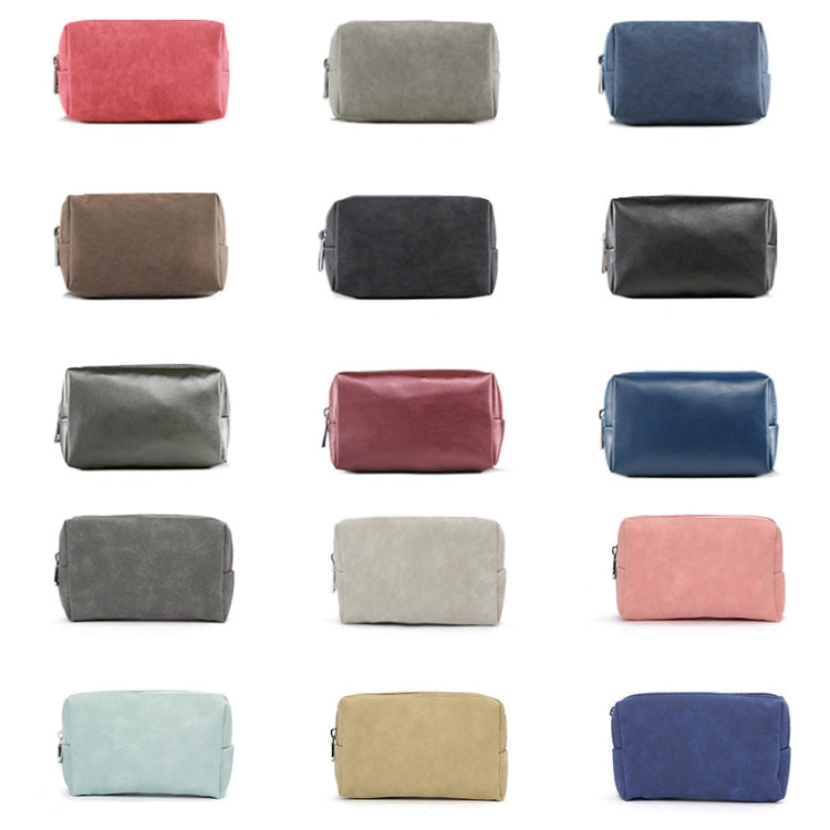 2 PCS Portable Digital Accessory Leather Bag Single Layer Storage Bag, Colour: Frosted (Pink)