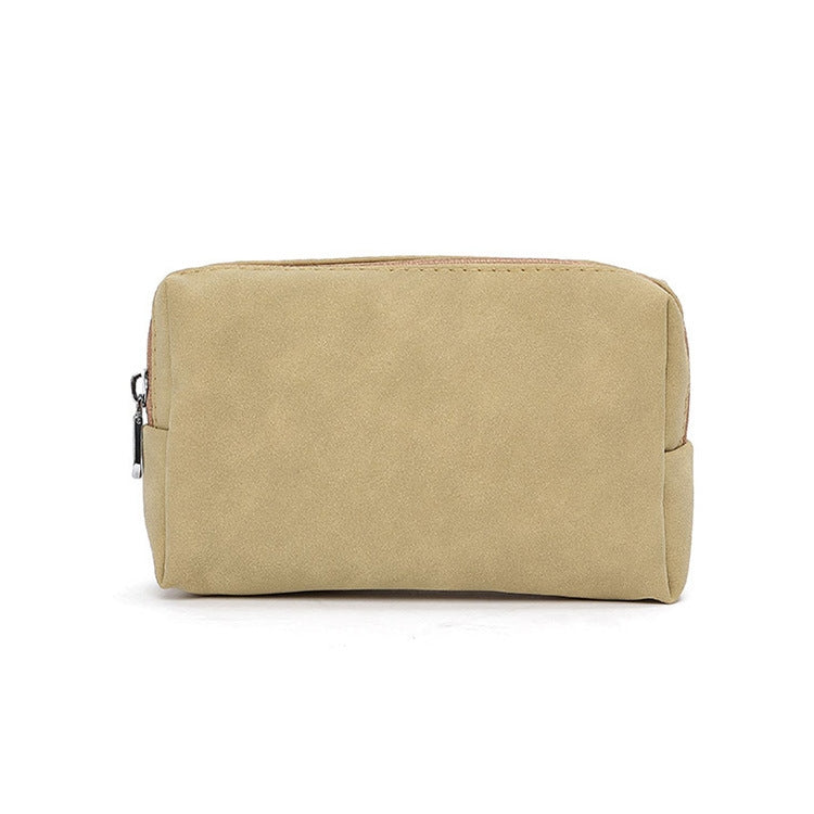 2 PCS Portable Digital Accessory Leather Bag Single Layer Storage Bag, Colour: Frosted (Khaki)