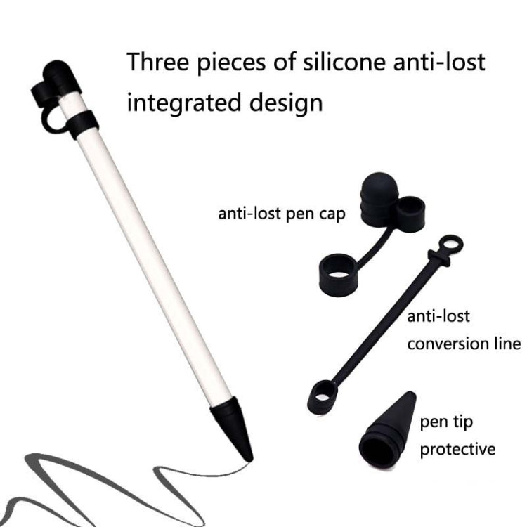 2 PCS 3 In 1 Anti-lost Pen Cap + Anti-lost Conversion Cable + Pen Tip Protective Case Set For Apple Pencil
