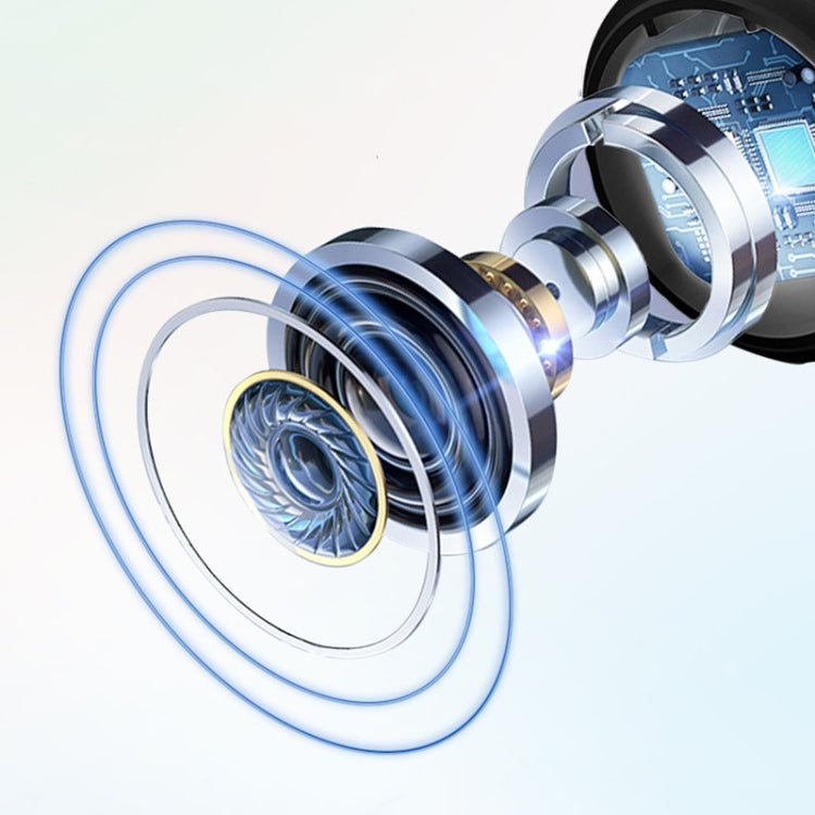 Transparent Semi-In-Ear Stereo Touch Waterproof Noise Reduction Bluetooth Earphones(White Digital Display)