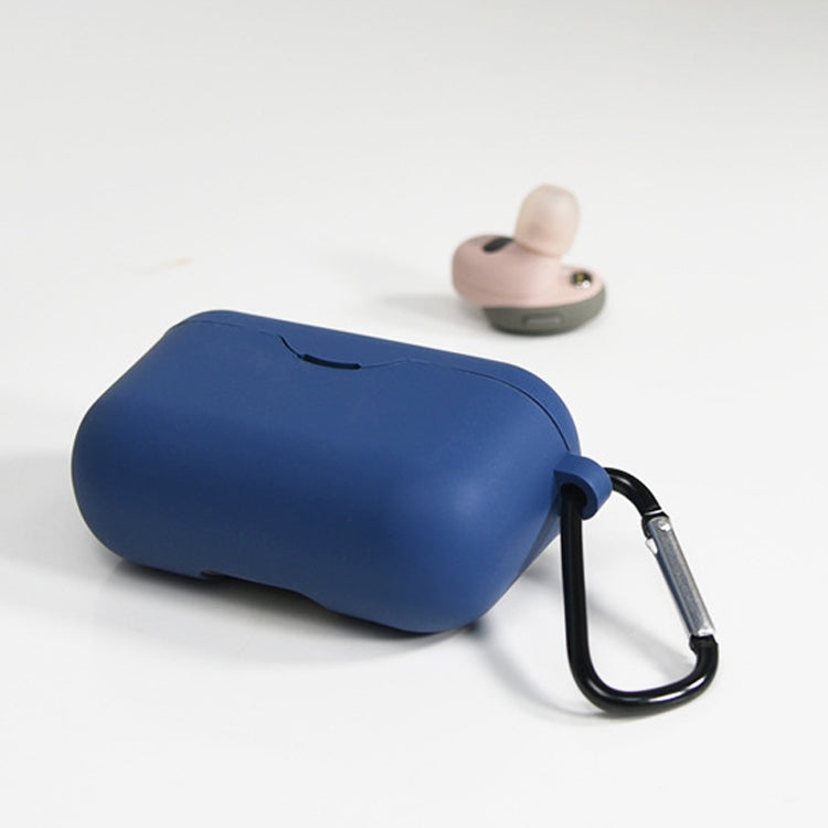 2 PCS Liquid Silicone Protective Cover Case for Sony WF-H800, Colour: Blue + Hook