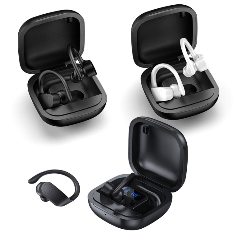 W-04 Ear-mounted Waterproof TWS Wireless Bluetooth Sports Earphone, Colour: Black