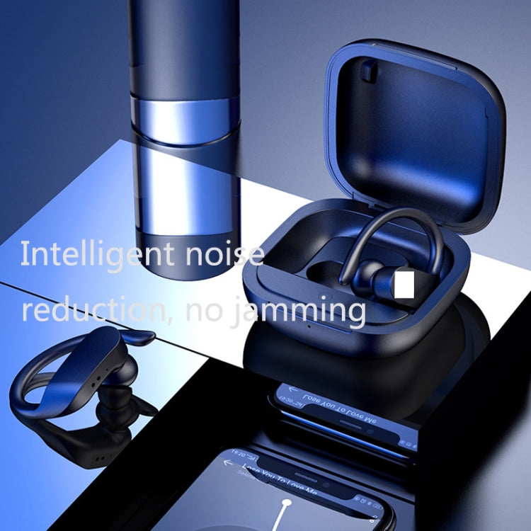 W-04 Ear-mounted Waterproof TWS Wireless Bluetooth Sports Earphone, Colour: Black LED Display