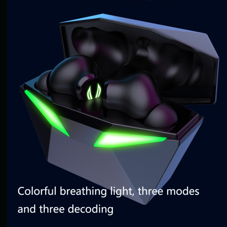 W-21 No delay TWS Wireless Bluetooth 5.1 Gaming Earphone with Breathing Light(Black)