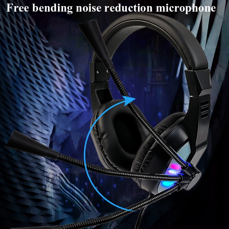 LX-T07 Head-Mounted Luminous Gaming Computer Headset with RGB Lights & Noise-Cancelling Microphone(Black)