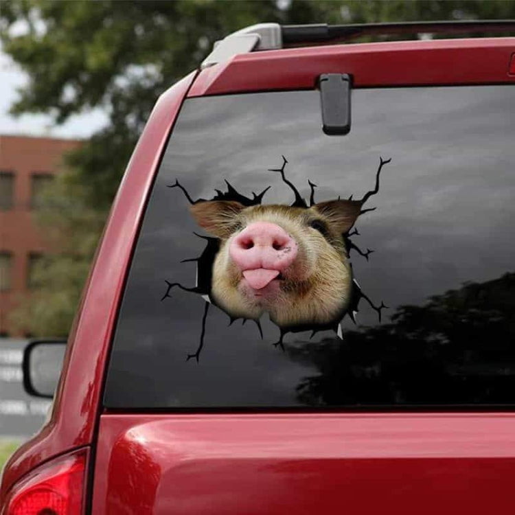 6 PCS Animal Wall Stickers Pig Hoisting Car Window Static Stickers