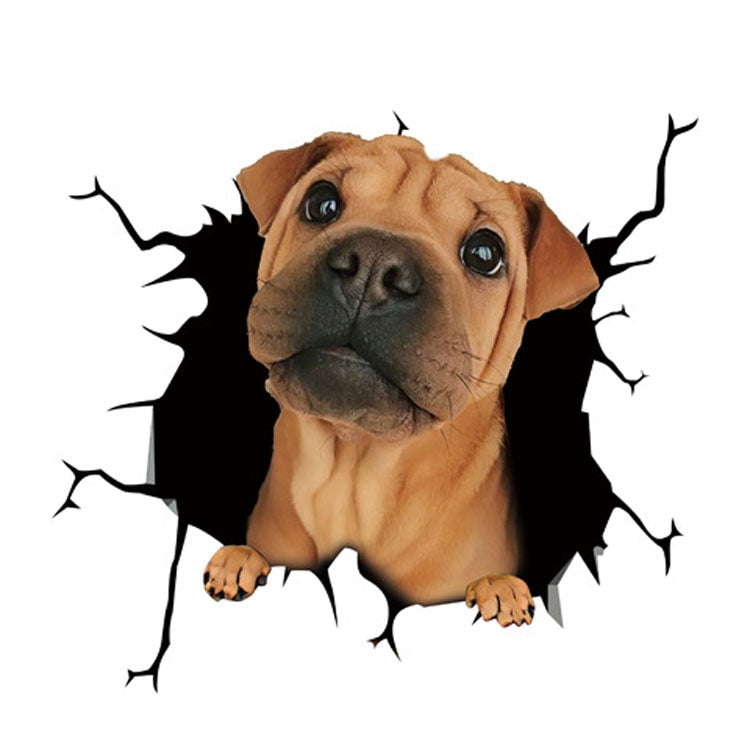 7 PCS Animal Wall Stickers Puppy Hole Car Window Static Sticker