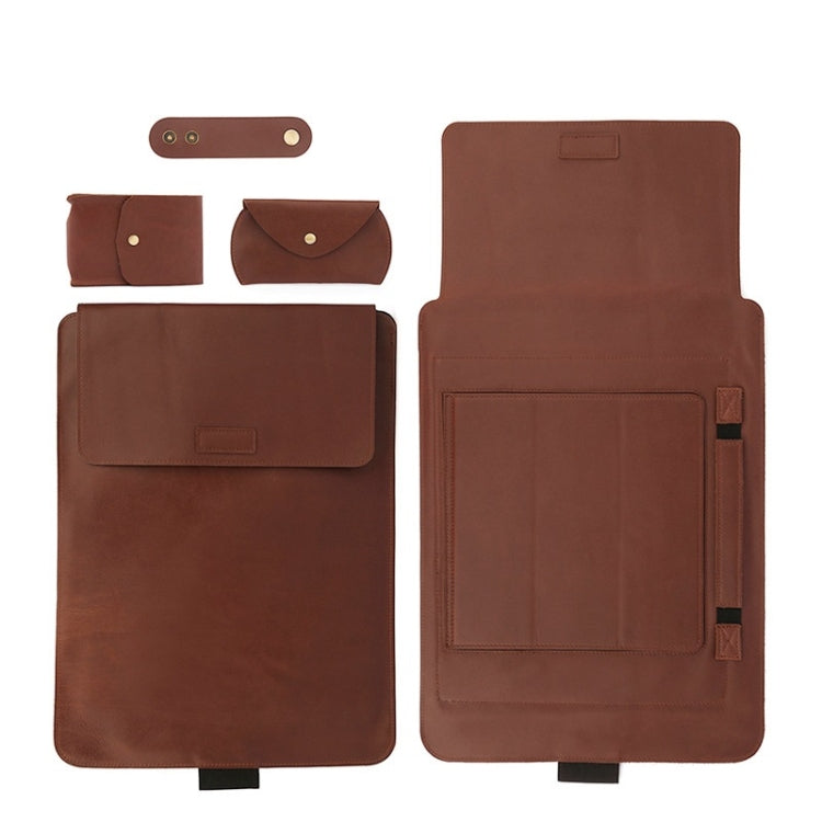 4 in 1 13.3 inch Notebook Retro Cowhide Protective Cover Set