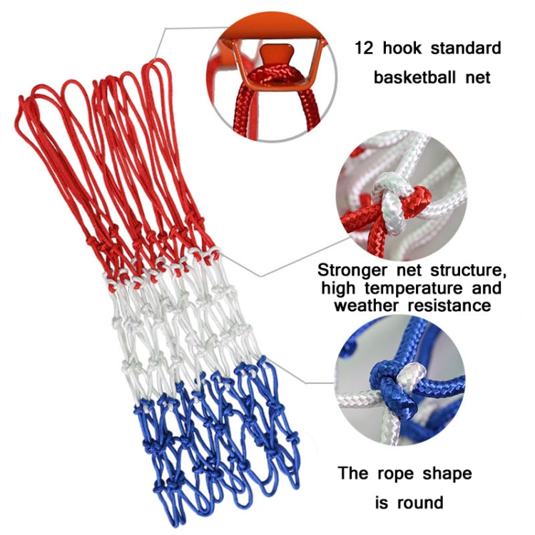 2 Pairs Outdoor Round Rope Basketball Net, Colour: 5.0mm Long Heavy Polyester(Red White Blue)