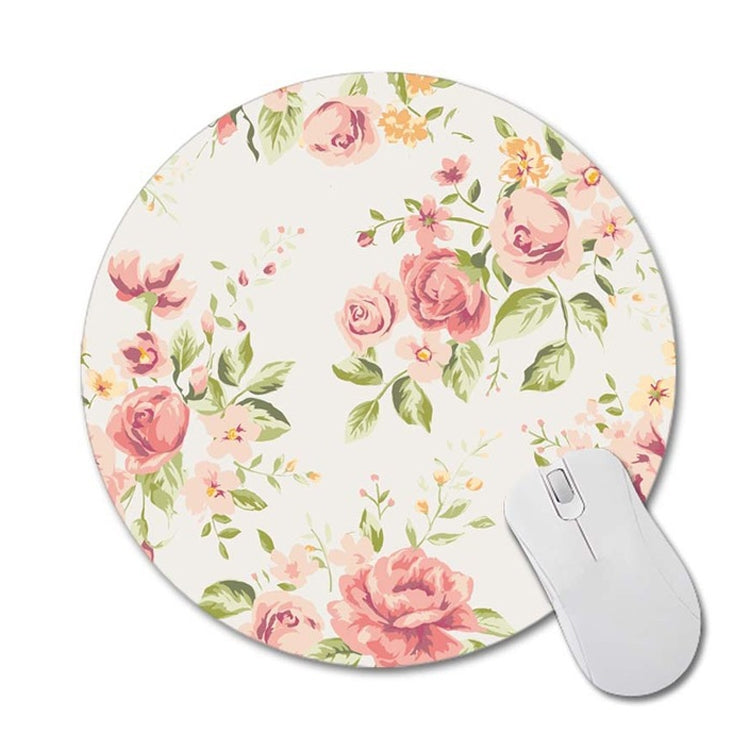 3 PCS Round Rose Flower Rubber Cloth Mouse Pad Heat Transfer Non-Slip Mouse Pad, Size: 20 x 20cm