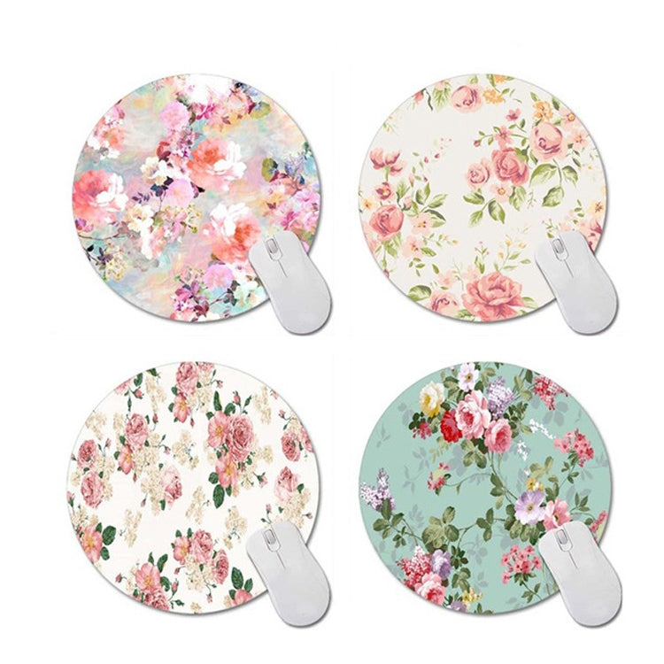 3 PCS Round Rose Flower Rubber Cloth Mouse Pad Heat Transfer Non-Slip Mouse Pad, Size: 20 x 20cm