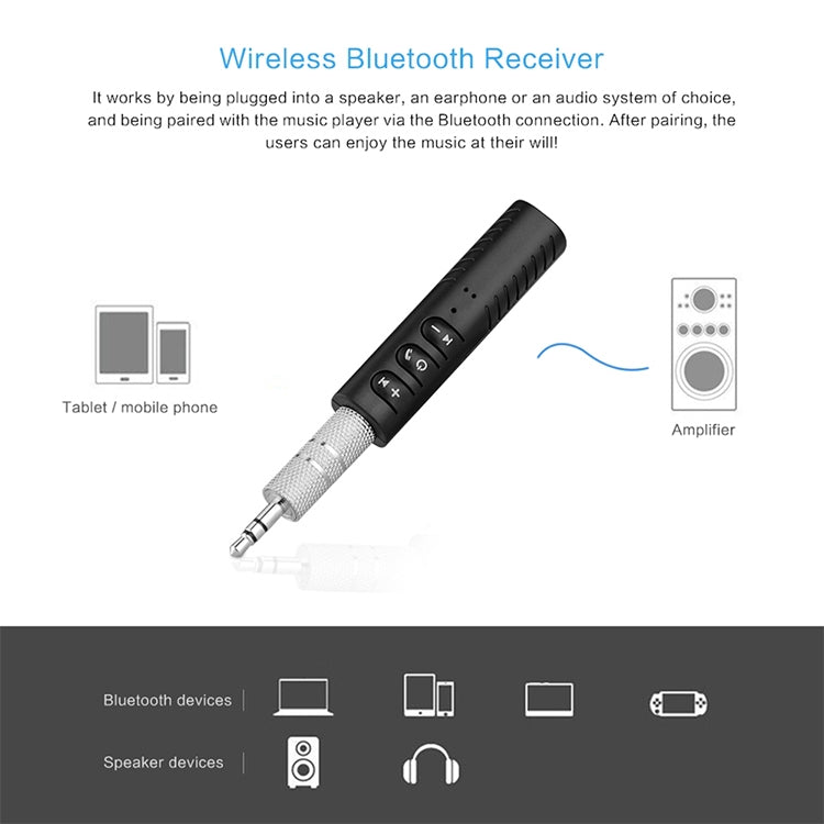 H-139 3.5mm Lavalier Bluetooth Audio Receiver with Metal Adapter