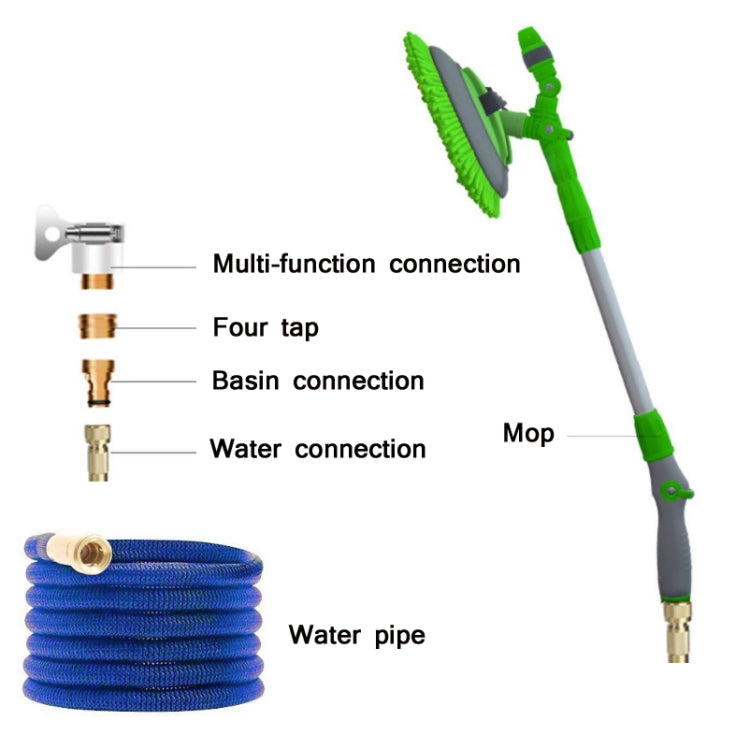 Soft Long-Handled Mop For Car Washing + Telescopic Hose Set, Style: Only Mop