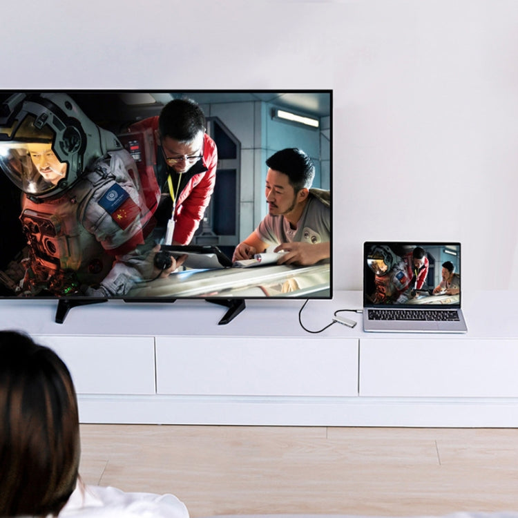 T12 7 in 1 Type-C to RJ45+Type-C+SD/TF+USB3.0 x 2+HDMI HUB(Silver Gray)