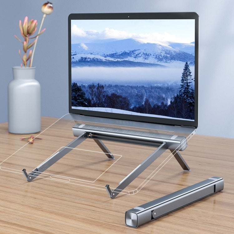 Laptop Desktop Heightening Bracket Portable Aluminum Alloy Portable Lifting Heat Dissipation Base(Silver Gray)