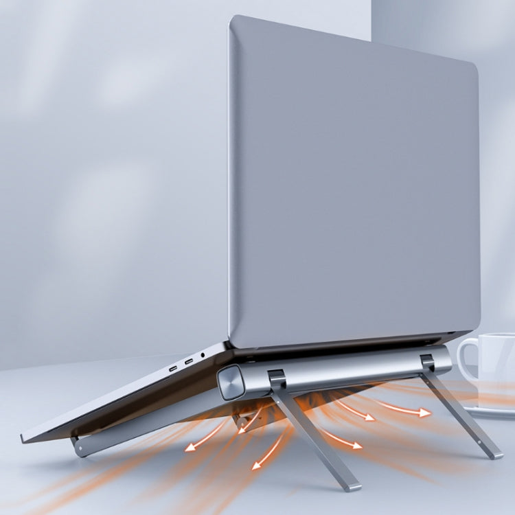 Laptop Desktop Heightening Bracket Portable Aluminum Alloy Portable Lifting Heat Dissipation Base(Silver Gray)