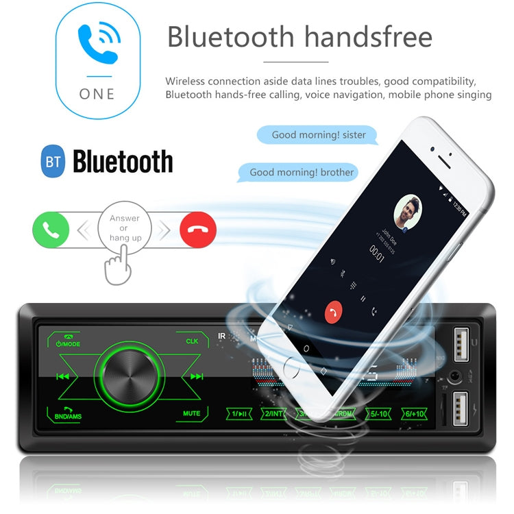 A2818 Car Bluetooth Speakerphone Car MP3 Player Function Touch Double U Disk Colorful Lights Radio, Specification: Standard+8G Memory Card