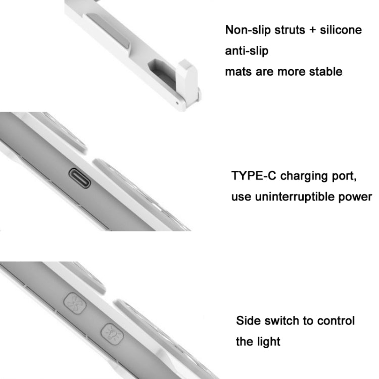 X1 Laptop Foldable Portable Radiator Stand Mini RGB Fan Cooling Base(White)