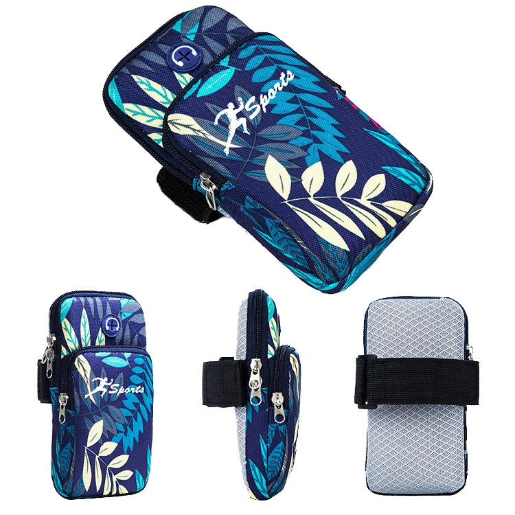 2 PCS B026 Running Mobile Phone Arm Bag Sports Yoga Mobile Phone Bag, Specification: Small (Leaves Blue)