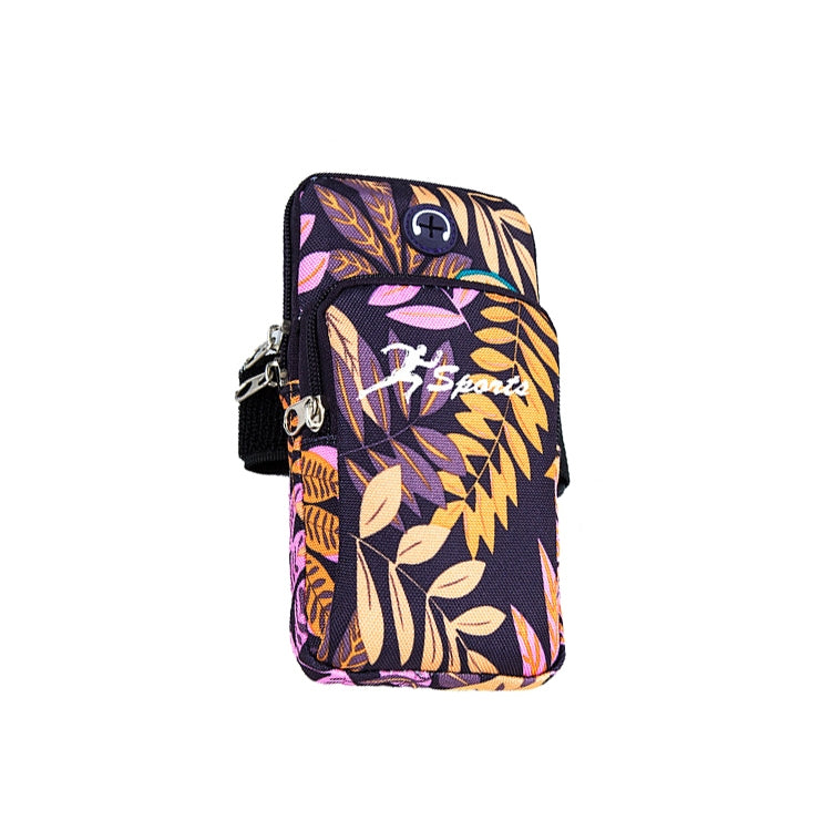 2 PCS B026 Running Mobile Phone Arm Bag Sports Yoga Mobile Phone Bag, Specification: Large (Leaves Orange)