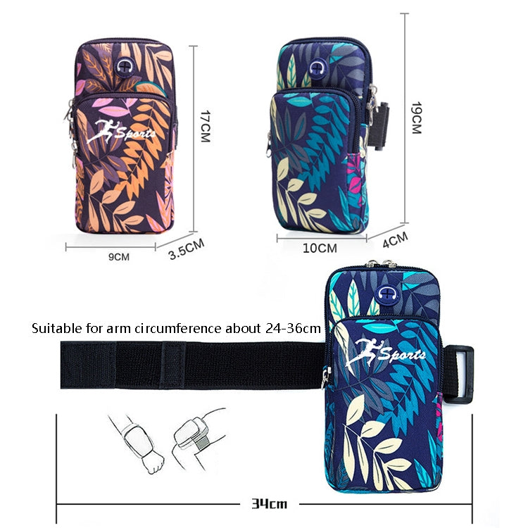 2 PCS B026 Running Mobile Phone Arm Bag Sports Yoga Mobile Phone Bag, Specification: Large (Leaves Orange)