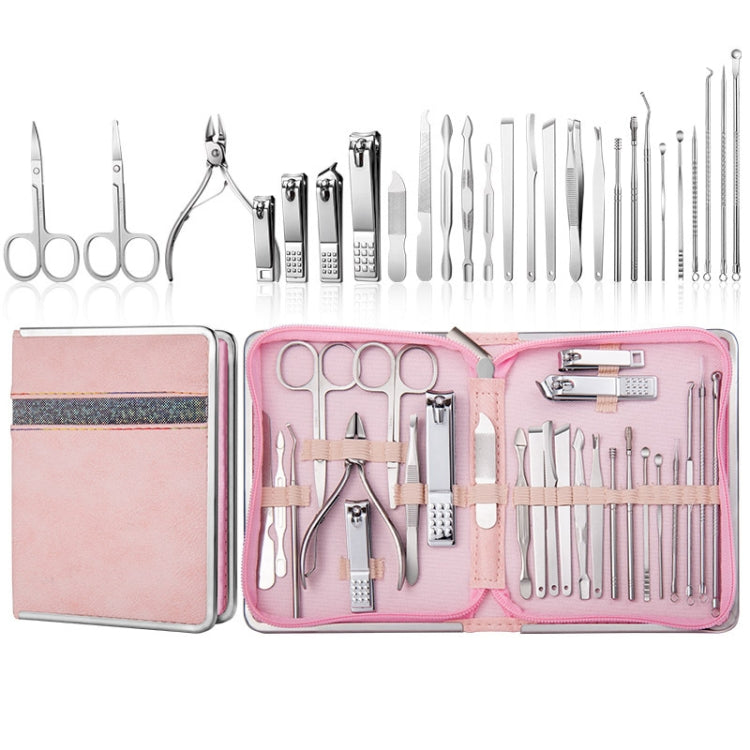 26 In 1 Pink Nail Clipper Set Manicure Set Stainless Steel Nail Clipper Manicure Tool
