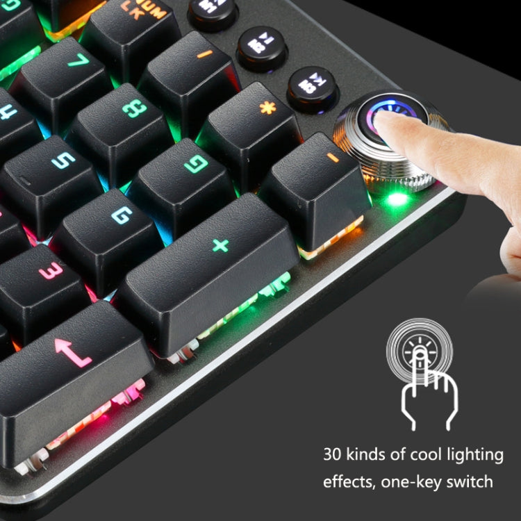 K820A 104 Keys Office Computer Game Internet Cafe Green Shaft Mechanical Keyboard, Cabel Length:1.6m(Black)