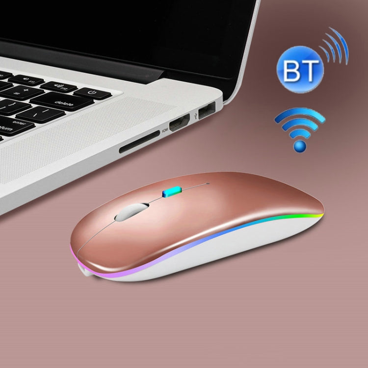 Y20 4 Keys Colorful Glow Charging Mute Mouse Notebook Game Wireless Mouse, Colour: 2.4G + Bluetooth (Gold)