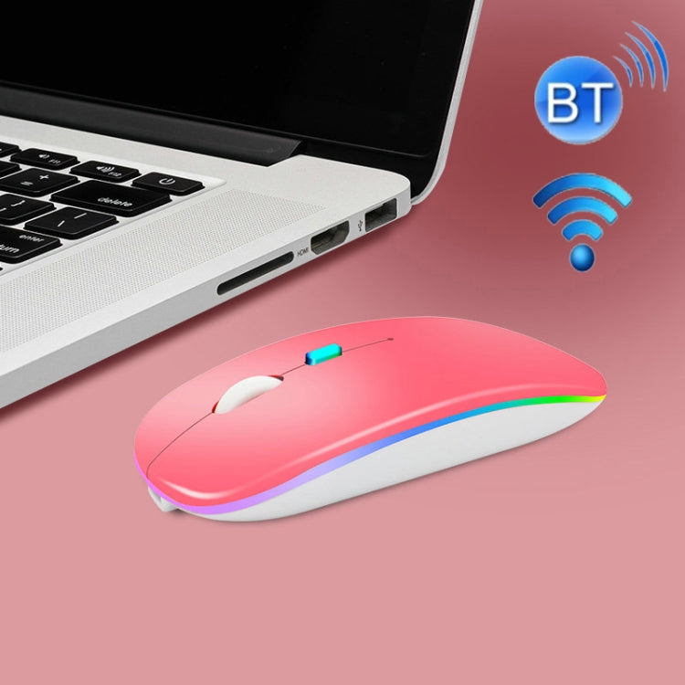 Y20 4 Keys Colorful Glow Charging Mute Mouse Notebook Game Wireless Mouse, Colour: 2.4G + Bluetooth (Pink)