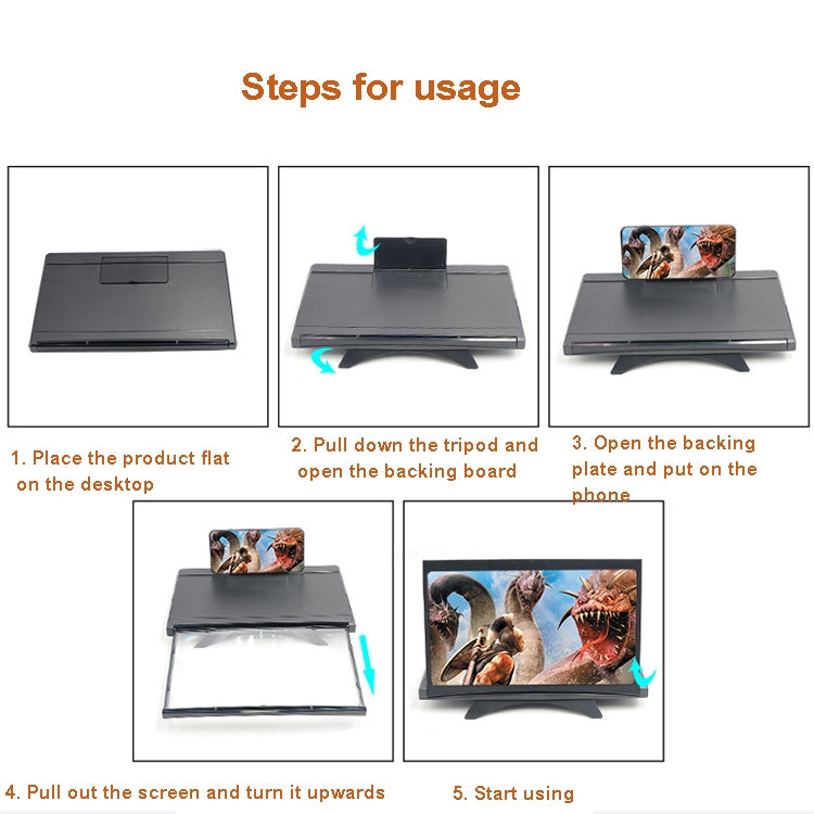 L18 12 inch Curved Screen Pull-Out Mobile Phone Screen Magnifier Blu-Ray High-Definition Mobile Phone Screen Amplifier Bracket