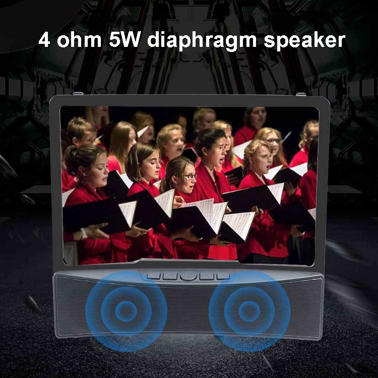 L10 10 inch Curved Screen Mobile Phone Screen Magnifier Built-In Bluetooth Speaker(Black)