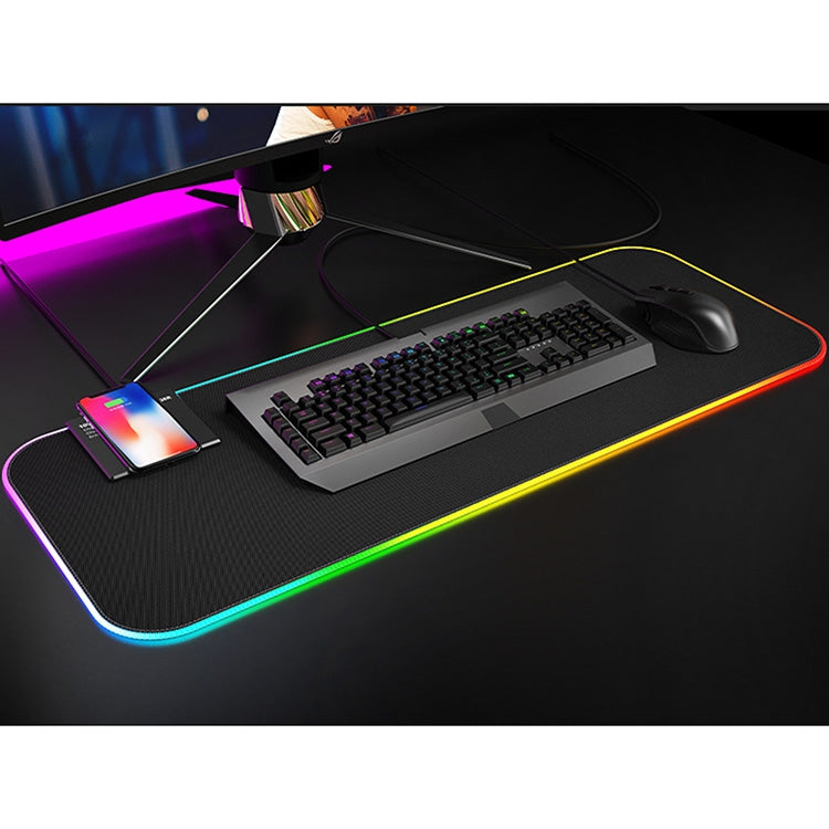 Wireless Charging Luminous Mouse Pad LED Gaming RGB Mouse Pad(Black)