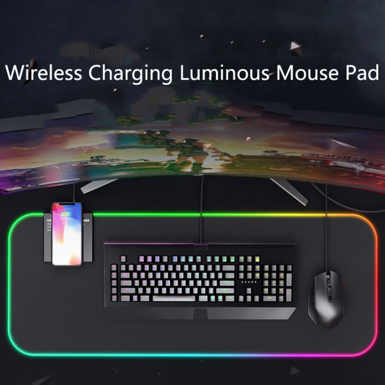 Wireless Charging Luminous Mouse Pad LED Gaming RGB Mouse Pad(Black)