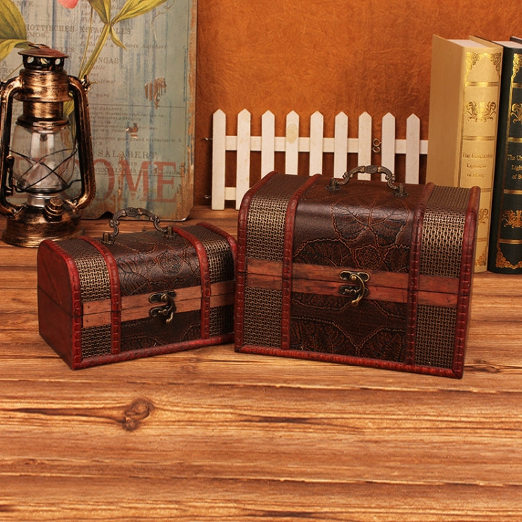 Jewelry Storage Box Retro Wooden Treasure Box Shooting Props Decoration,Specification: 2 PCS/Set Ordinary Type