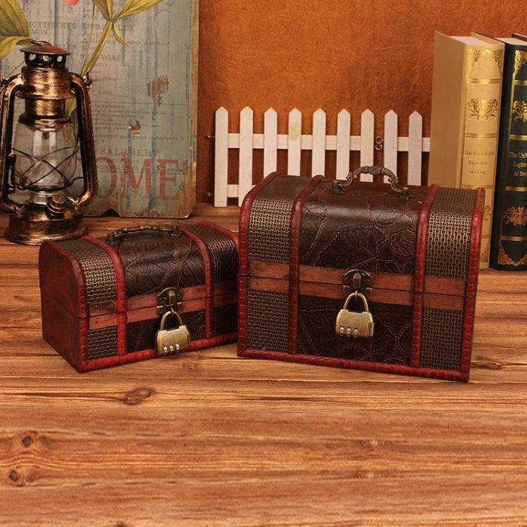 Jewelry Storage Box Retro Wooden Treasure Box Shooting Props Decoration,Specification: 2 PCS/Set With Lock