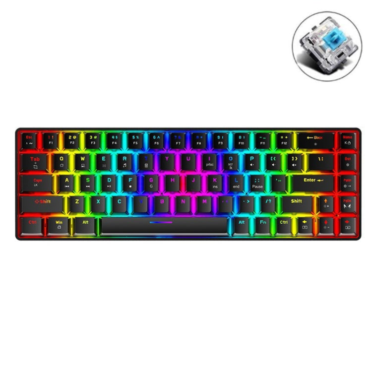 T8 68 Keys Mechanical Gaming Keyboard RGB Backlit Wired Keyboard, Cable Length:1.6m