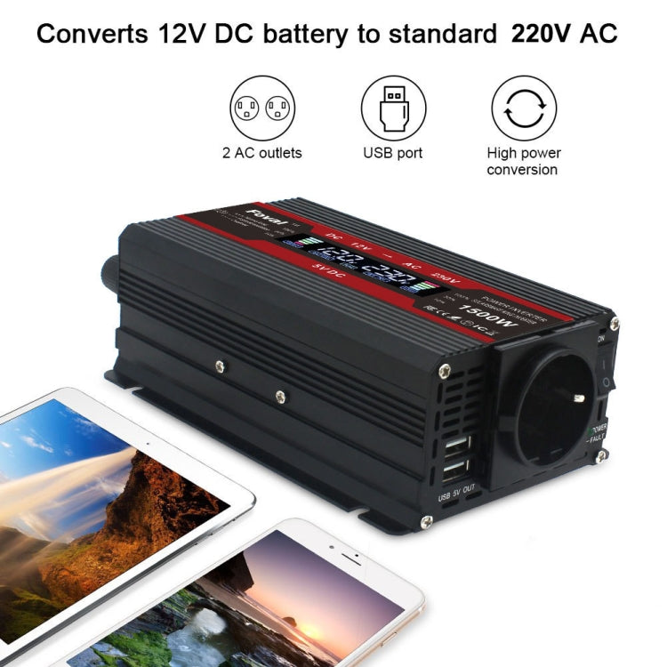 2600W LCD Smart Home Car Inverter 12V To 220V Power Converter