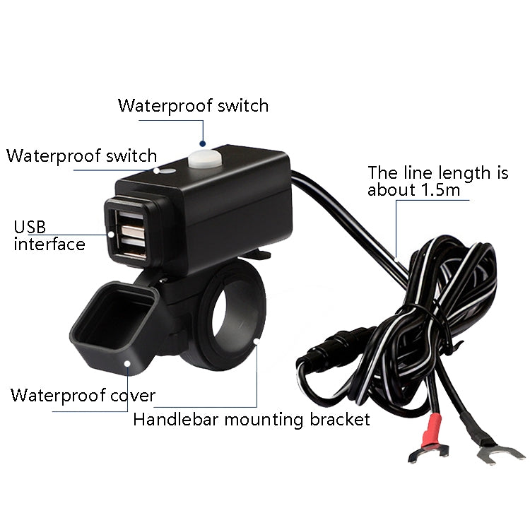 C082 Motorcycle Mobile Phone Charger Waterproof USB Charger With Switch Indicator
