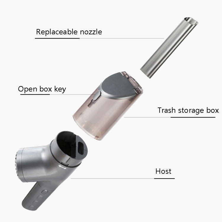 MD034 Car Vacuum Cleaner Wireless High Power Strong Suction Small Vacuum Cleaner(Grey)