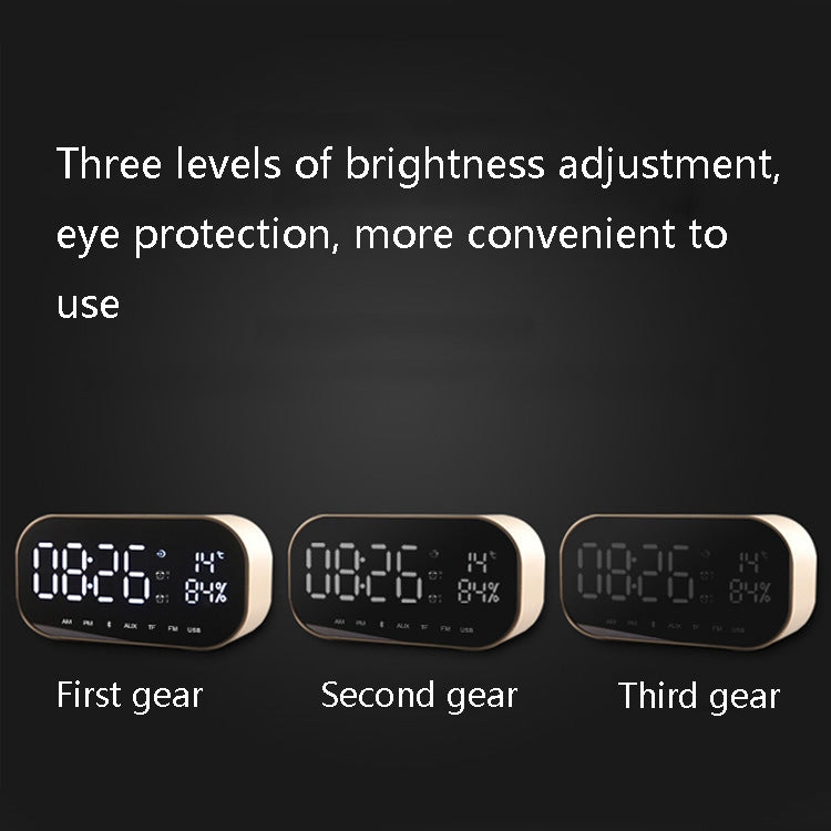 S2 Desktop Alarm Block Bluetooth Speaker Home Mirror Audio Support FM / TF Card