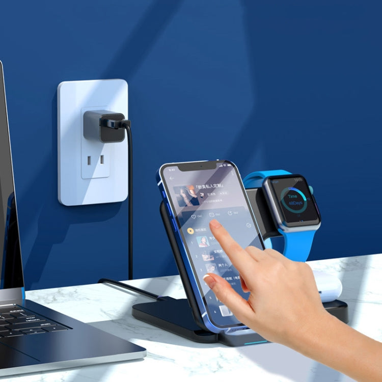 W10 3 in 1 15W Max Portable Folding Wireless Charger For Mobile Phones & iWatch & AirPods