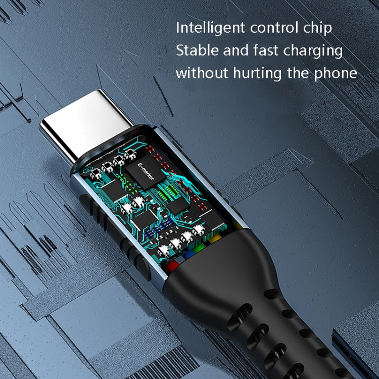 1m 100W PD Fast Charge Type-C Male to Male Data Sync Charging Braided Cable, Length: