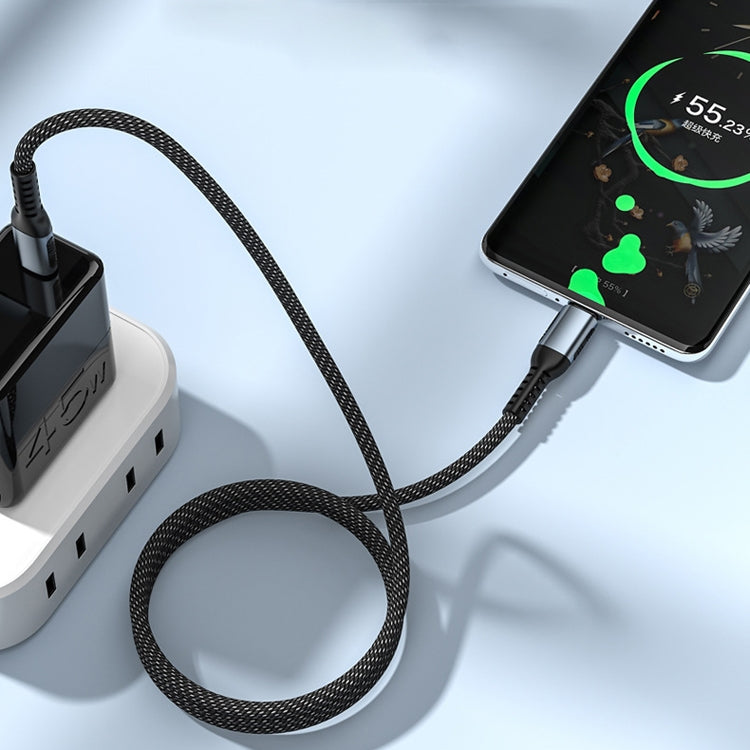 2m 100W PD Fast Charge Type-C Male to Male Data Sync Charging Braided Cable, Length: