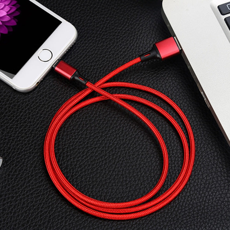 4 PCS 2.4A USB-C / Type-C to USB Braided Fast Charging Sync Data Cable, Length: 0.25m (Red)