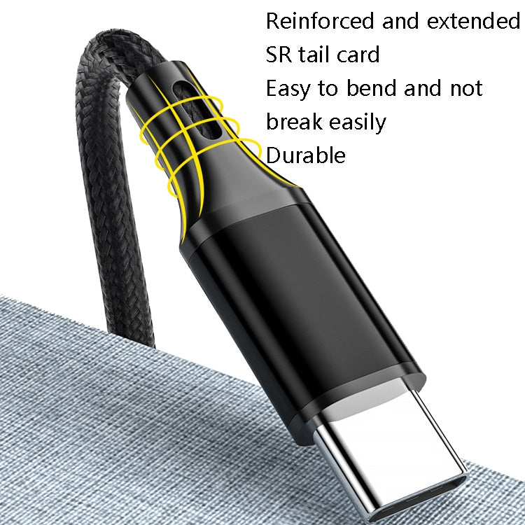 4 PCS 2.4A USB-C / Type-C to USB Braided Fast Charging Sync Data Cable, Length: 0.25m (Blue)