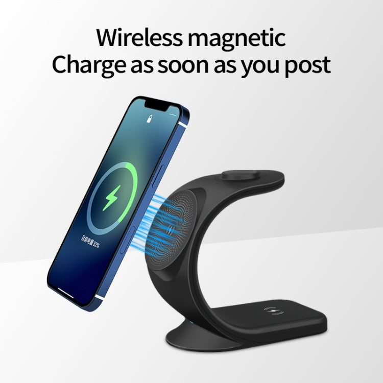 OJD-83 3 in 1 Magnetic Suction Vertical Bracket Wireless Charger for Mobile Phone & iWatch & AirPods