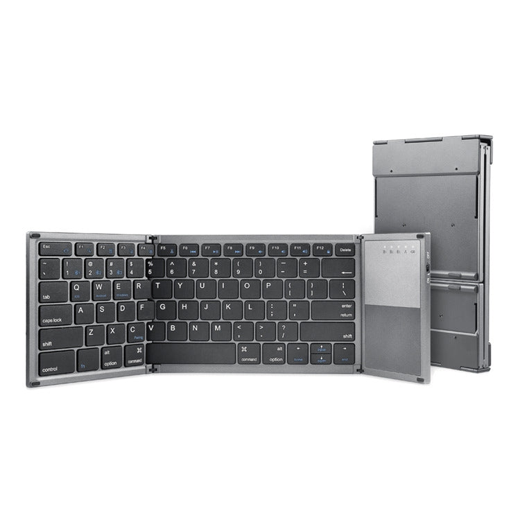 B066 78 Keys Bluetooth Multi-System Universal Folding Wireless Keyboard with Touchpad(Pearley Gray)