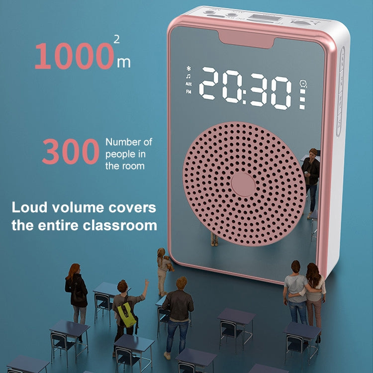 ZXL-H3 Portable Teaching Microphone Amplifier with Time Display, Spec: Wired Version (Rose Gold)