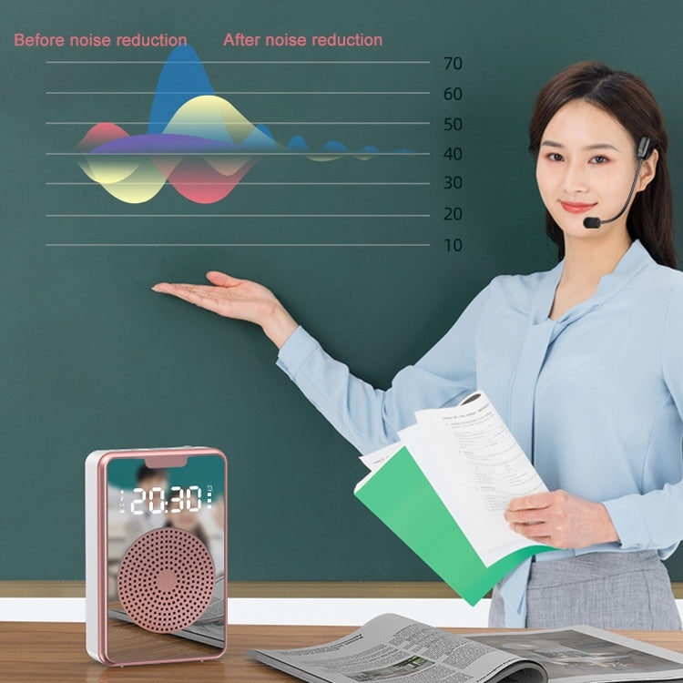 ZXL-H3 Portable Teaching Microphone Amplifier with Time Display, Spec: Wireless Version (Rose Gold)